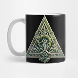 Norse Mythology Symbol Triangle Floral Wooden Mug